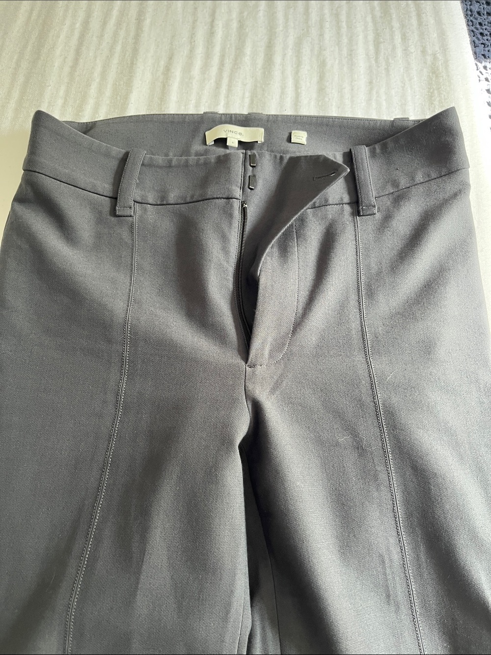 Vince Charcoal Straight-Leg Dress Pants